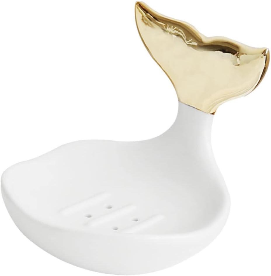 Prettyzoom 1pc Ceramic Soap Holder with Drainage Design for Quick Drying