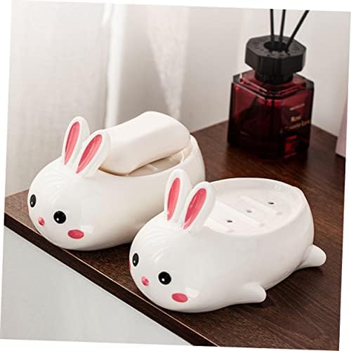 Adorable Ceramic Rabbit Soap Dish Draining System