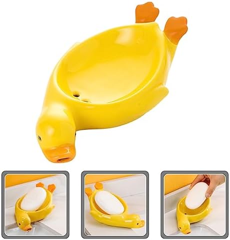 Cabilock Yellow Duck Ceramic Soap Dish Holder
