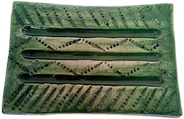 Dark Green Handmade Ceramic Soap Dish