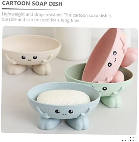 VICASKY 2pcs Cartoon Soap Holder Draining Dish for Kitchen Bathroom