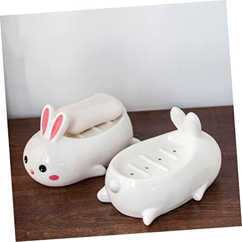 Ceramic Rabbit Soap Dish - Adorable Self-Draining Bathroom Decor