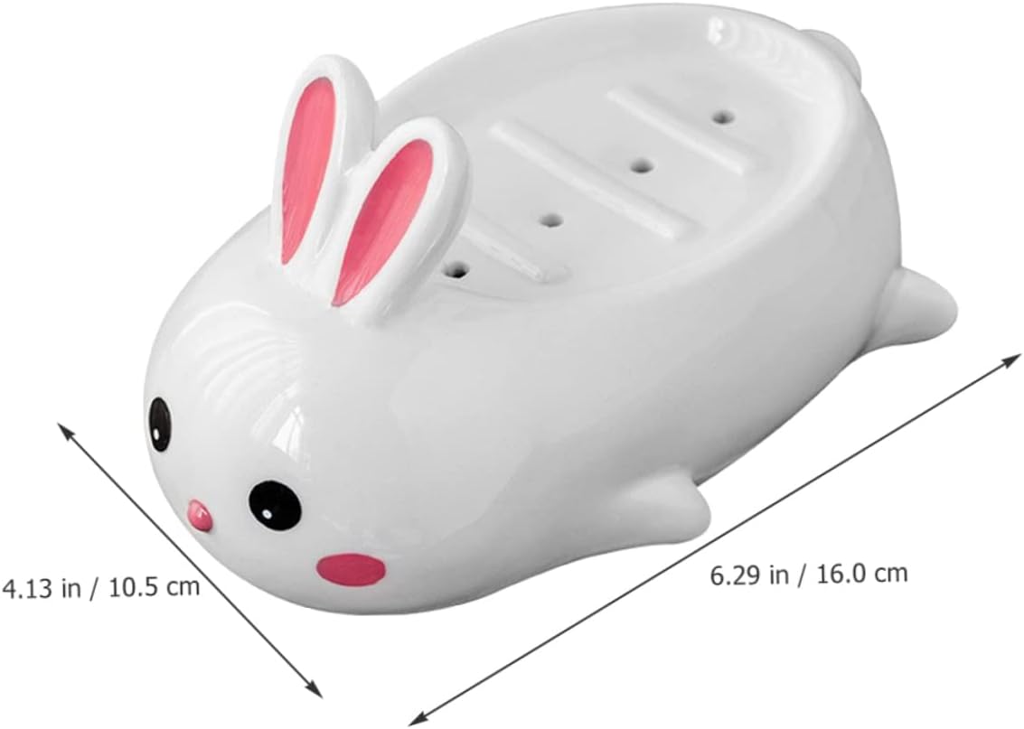 Ceramic Rabbit Soap Dish - Adorable Self-Draining Bathroom Decor