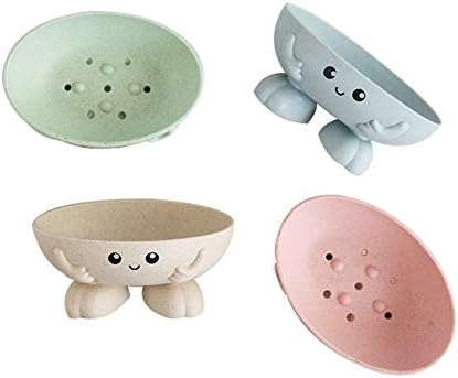 Ganolandstar Cute 4pc Wheat Straw Soap Case Holder Portable Travel