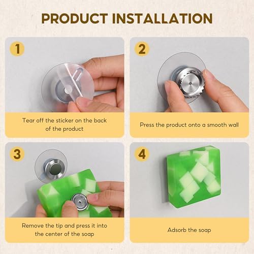 Durable Magnetic Soap Holder with Suction Cup for Bathroom Kitchen Use