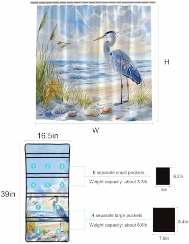 Waterproof Mesh Shower Caddy with 10 Pockets Easy to Hang Style Bathroom Organizer