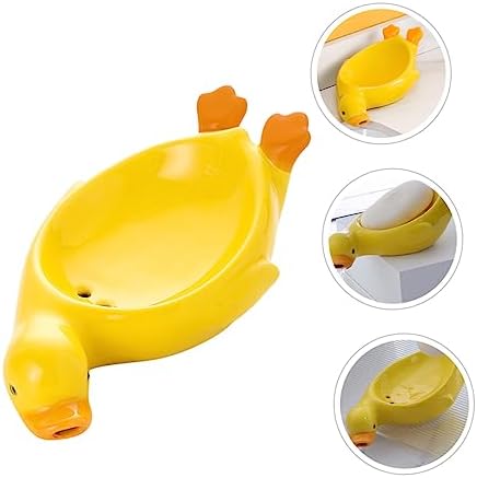 Stylish Durable Modern Duck-Shape Soap Dish Ceramic Material Drainage Function