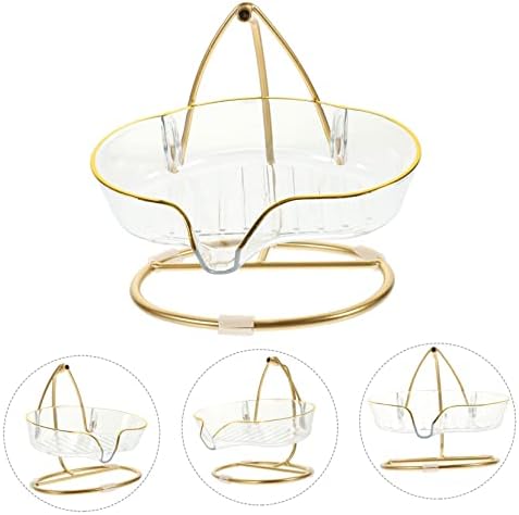 MAGICLULU Creative Self-Draining Holder with Clear Dish and Iron Stand
