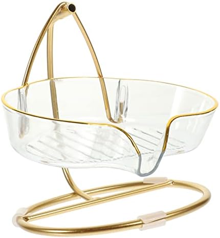 MAGICLULU Creative Self-Draining Holder with Clear Dish and Iron Stand
