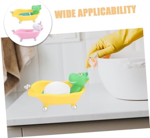 2pcs Cute Cartoon Animal Soap Holder Vinyl Dish for Bathroom