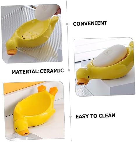 Cute Duck Ceramic Soap Dish with Drain Holes