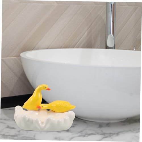 FELTECHELECTRCute Duck Ceramic Soap Dish for RV Shower Holder with Drainage System