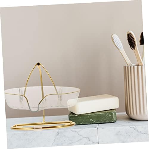 MAGICLULU Creative Self-Draining Holder with Clear Dish and Iron Stand
