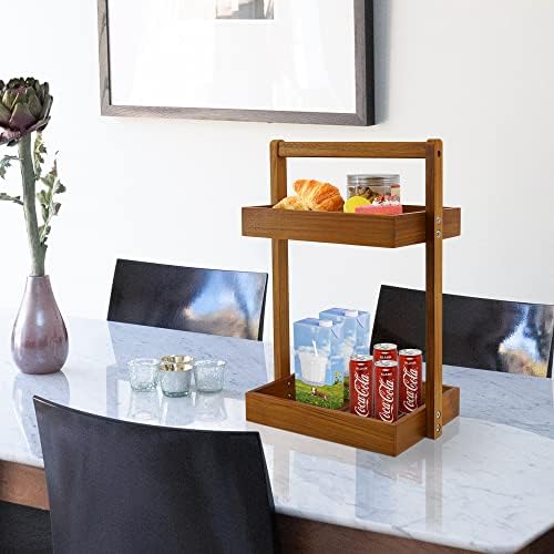 Utoplike Countertop Teak Wood Organizer