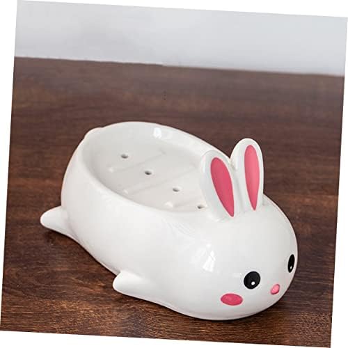Adorable Ceramic Rabbit Soap Dish Draining System