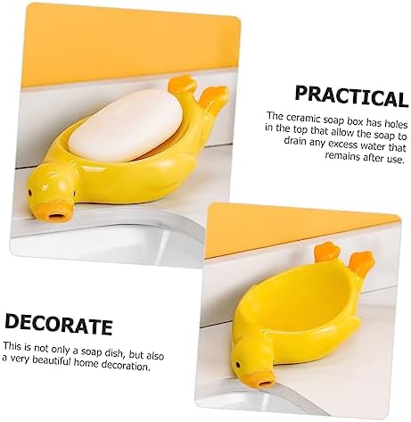 Stylish Yellow Ceramic Soap Dish with Drainage Design