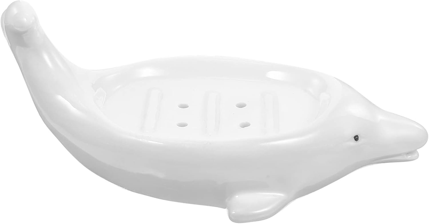 Bathroom Soap Dish Cute Ceramic Dolphin Holder for Boys Girls