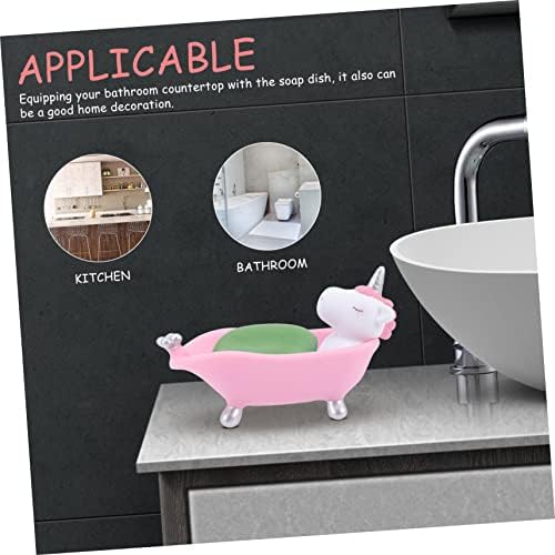 Cabilock Ceramic Soap Dish Unicorn Pattern Boys Girls Bathroom Holder