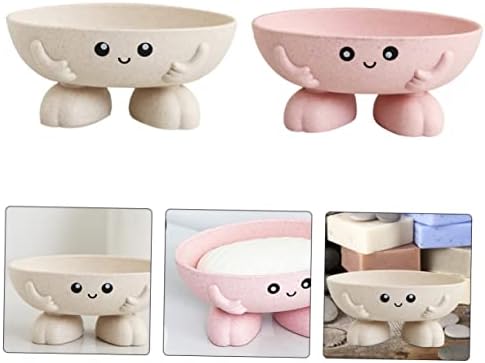 2pcs Cartoon Soap Dish with Drainage for Bathroom Kitchen