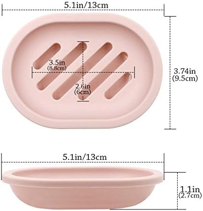 2-Pack Soap Dish with Drain Soap Saver Easy Dry Pink