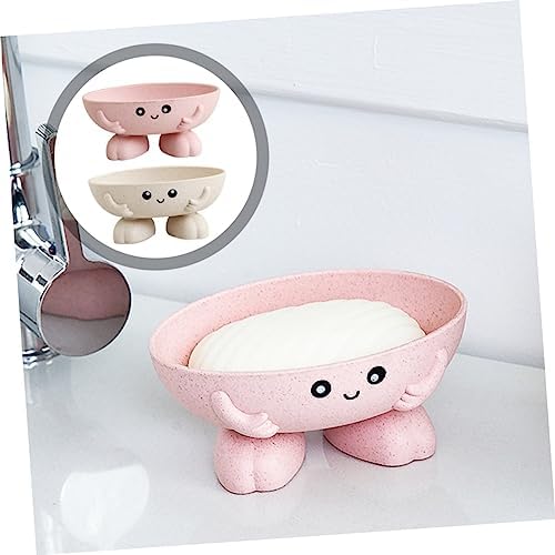 Ciieeo 2pcs Bar Soap Holder Cartoon Design Straw Material for Bathroom Kitchen