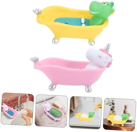 VALICLUD 2 Piece Cute Cartoon Dinosaur Soap Holder for Kids