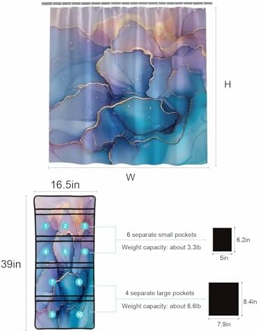 Stylish 10-Pocket Mesh Shower Organizer with Gradient Marble Texture