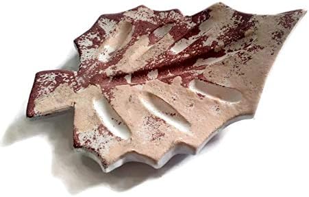 Handmade Brown Leaf Ceramic Soap Dish for Bar Soap AutumnSoapHolder