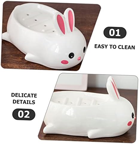 Ceramic Rabbit Soap Dish - Adorable Self-Draining Bathroom Decor