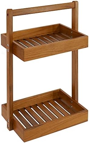 Utoplike Countertop Teak Wood Organizer