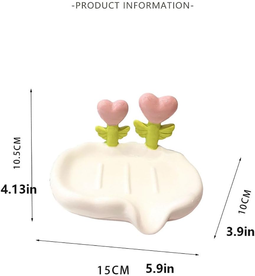 Self-Draining Ceramic Soap Dish for Bathroom Sink