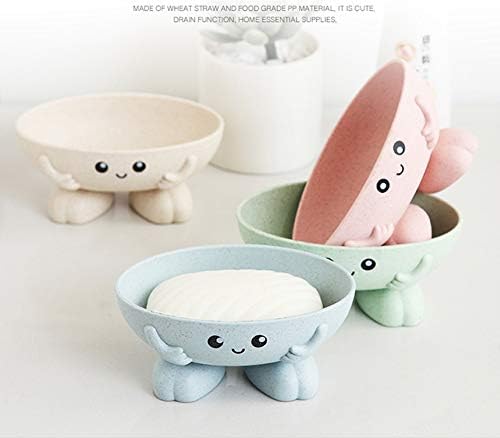 Ganolandstar Cute 4pc Wheat Straw Soap Case Holder Portable Travel