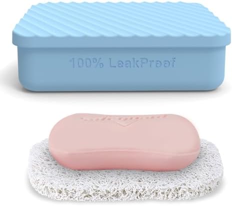 Upgrade 100 Leak-Proof Travel Soap Case Light Blue