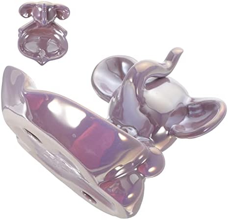 Cute Elephant Ceramic Soap Holder Self Draining Purple Design