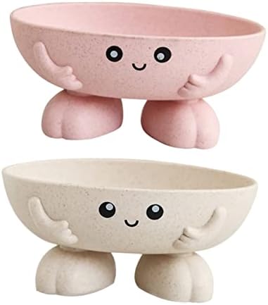 Ciieeo 2pcs Bar Soap Holder Cartoon Design Straw Material for Bathroom Kitchen