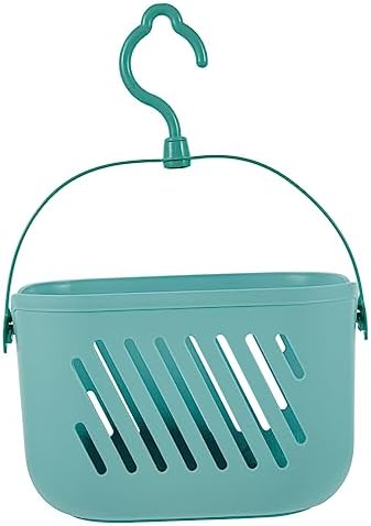 FonDotin Hanging Shower Basket Organizer with Blue Hook for Bathroom Storage