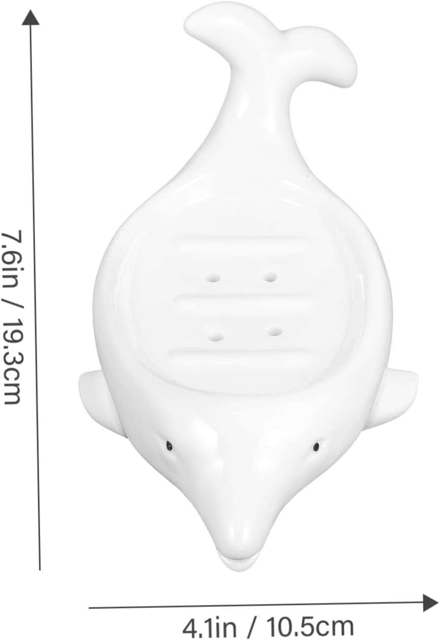 Cute Dolphin Ceramic Soap Dish for Bathroom Kitchen