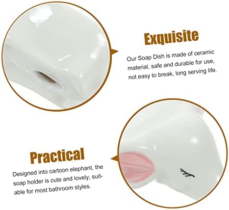 HEALLILY Ceramic Elephant Soap Dish - Self-Draining Trendy Bathroom Organizer