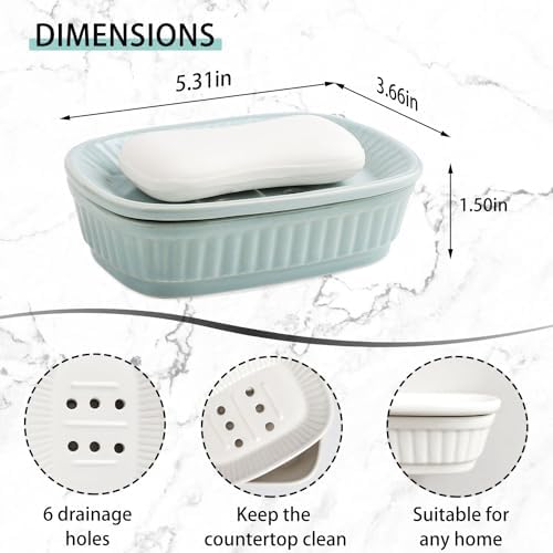 VanEnjoy Green Ceramic Soap Holder for Kitchen and Bathroom