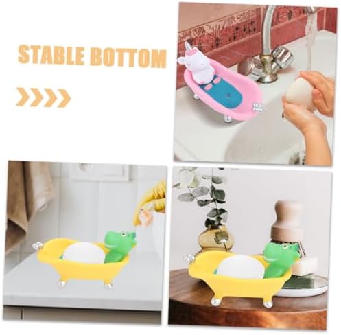 VALICLUD 2 Piece Cute Cartoon Dinosaur Soap Holder for Kids