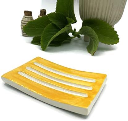 Handmade Yellow Ceramic Bar Soap Dish