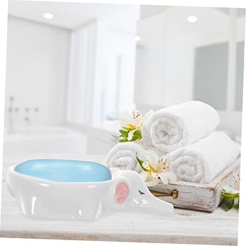 Cute Ceramic Elephant Soap Dish Holder for Bathroom and Kitchen