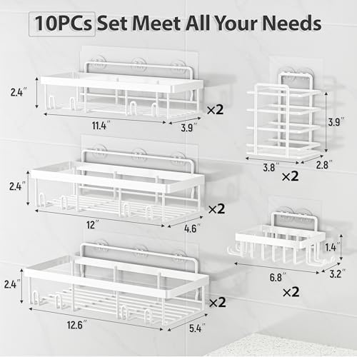 10-Piece Rustproof Stainless Steel Shower Caddy Organizer for Inside Bath
