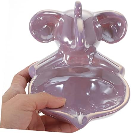 Cute Elephant Ceramic Soap Holder Self Draining Purple Design