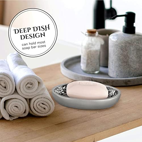 Crackled Glass Soap Dish for Bathroom Decor