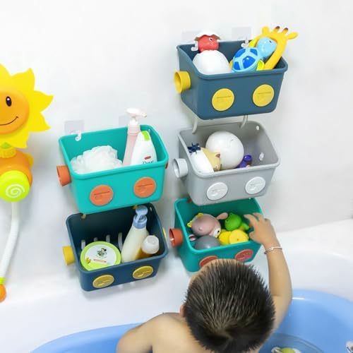 LUFOFOXBath Toy Storage Organizer Basket Detachable 3-Layer Kids Hanging Toy Caddy