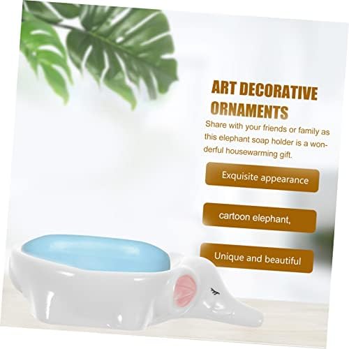 Cute Ceramic Elephant Soap Dish Holder for Bathroom and Kitchen
