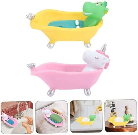 2pcs Cute Cartoon Animal Soap Holder Draining Tray for Bathroom