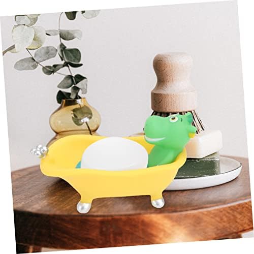 IMIKEYA Cartoon Dinosaur Soap Dish Holder - Cute Bathroom Soap Tray with Drain