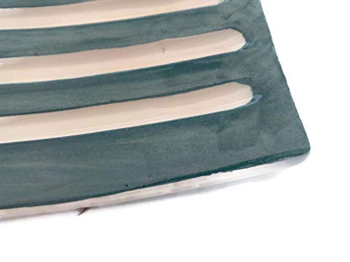 Dark Green Handmade Soap Dish Ceramic Minimalist Rectangle